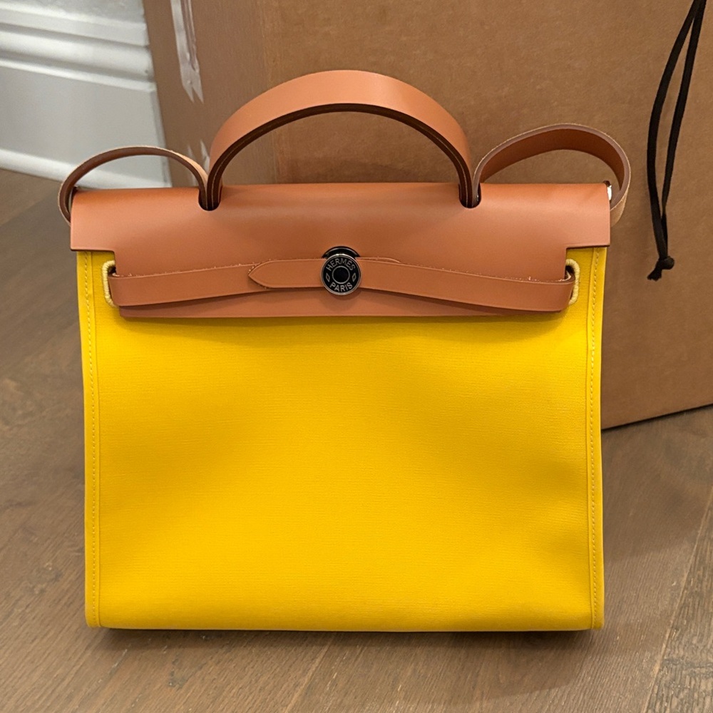 Hermes Herbag 31 in jaune Naples and tan beautiful